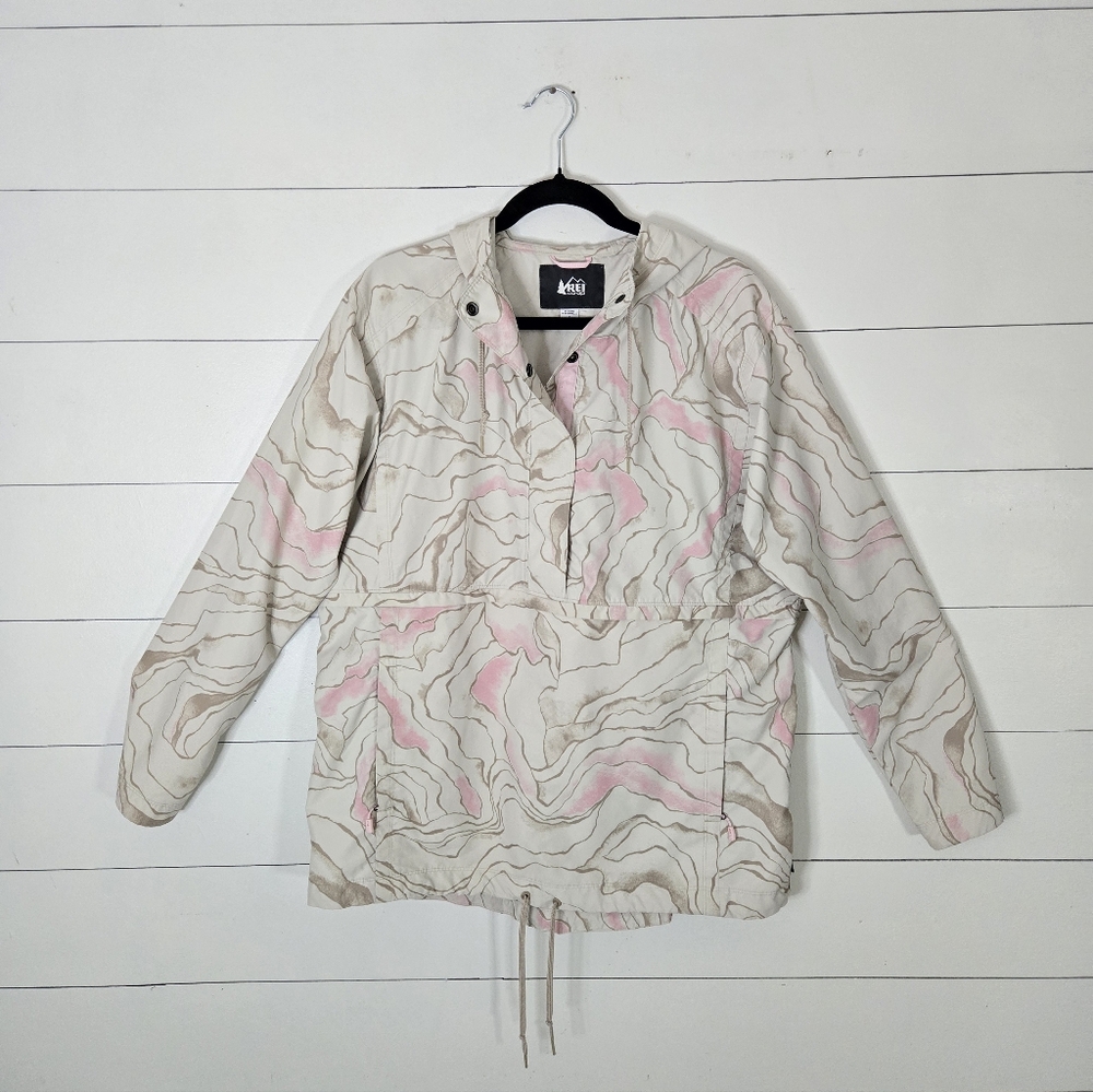 REI Women's Light Pink & Beige Patterned pull over windbreaker Jacket